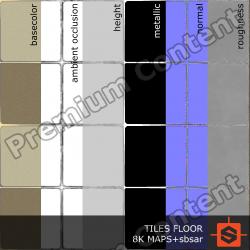 PBR substance material of tiles floor created in substance designer for graphic designers and game developers